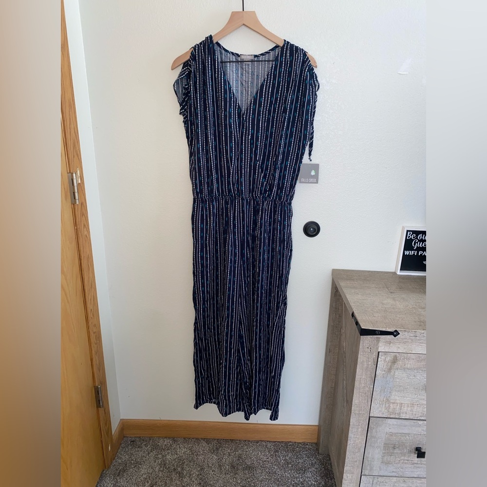 Falls Creek Navy and White Patterned Jumpsuit